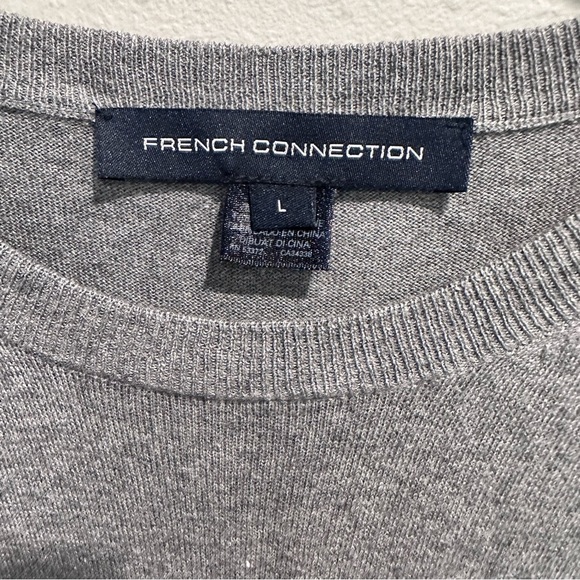 French Connection Grey Bulldog Beaded Sequins Knit Sweater Size Large - Picture 3 of 15